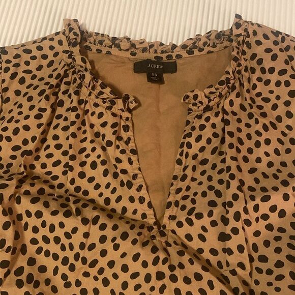 J. Crew Ruffleneck Tiered Popover Dress in Leopard XS - Picture 7 of 13